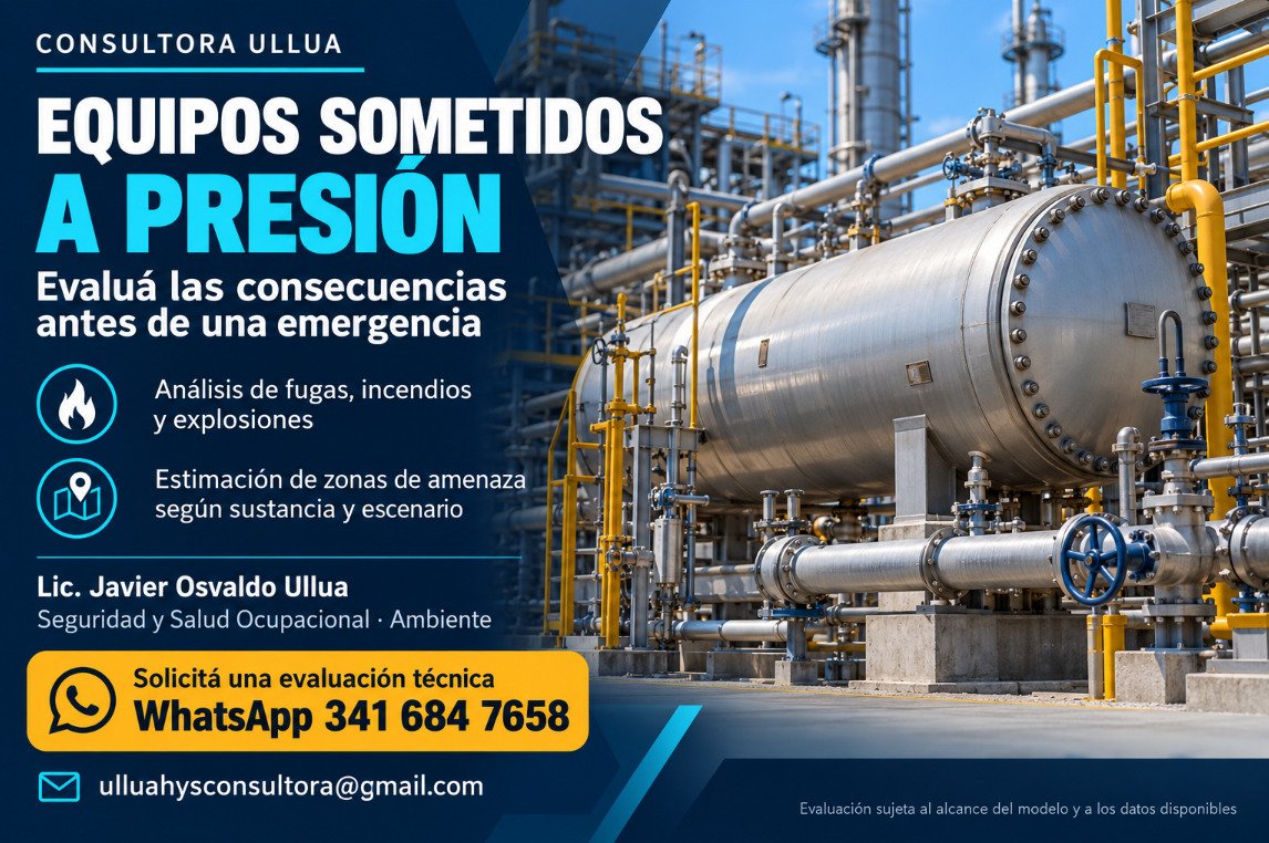 Servicios de evaluación de consecuencias en equipos sometidos a presión